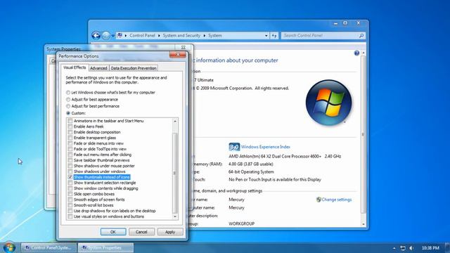 Windows 7 Performance Visual Effects Advanced System Settings480pMute смотреть онлайн
