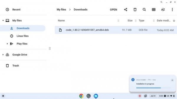 Run JavaScript (Node.js) with Visual Studio Code on Chromebook