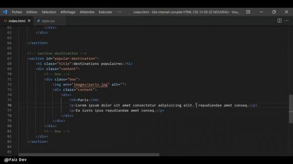 Comment Créer un  Site Web de voyage HTML  CSS & Javascript