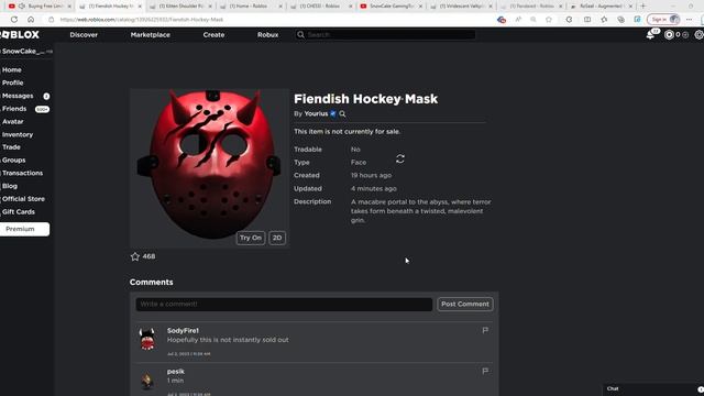 Sniping the Fiendish Hockey Mask FREE LIMITED UGC смотреть онлайн