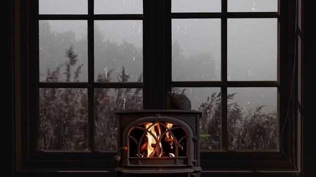 Sahte Pencere, şömine Ve Yağmur Sesi - Fake Window, Fireplace And Rain Sound - Uzun Versiyon