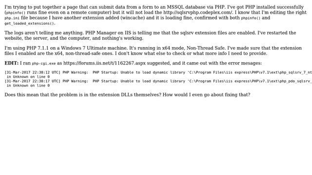 DevOps & SysAdmins: PHP on IIS doesn't load sqlsrv extension (2 Solutions!!) смотреть онлайн