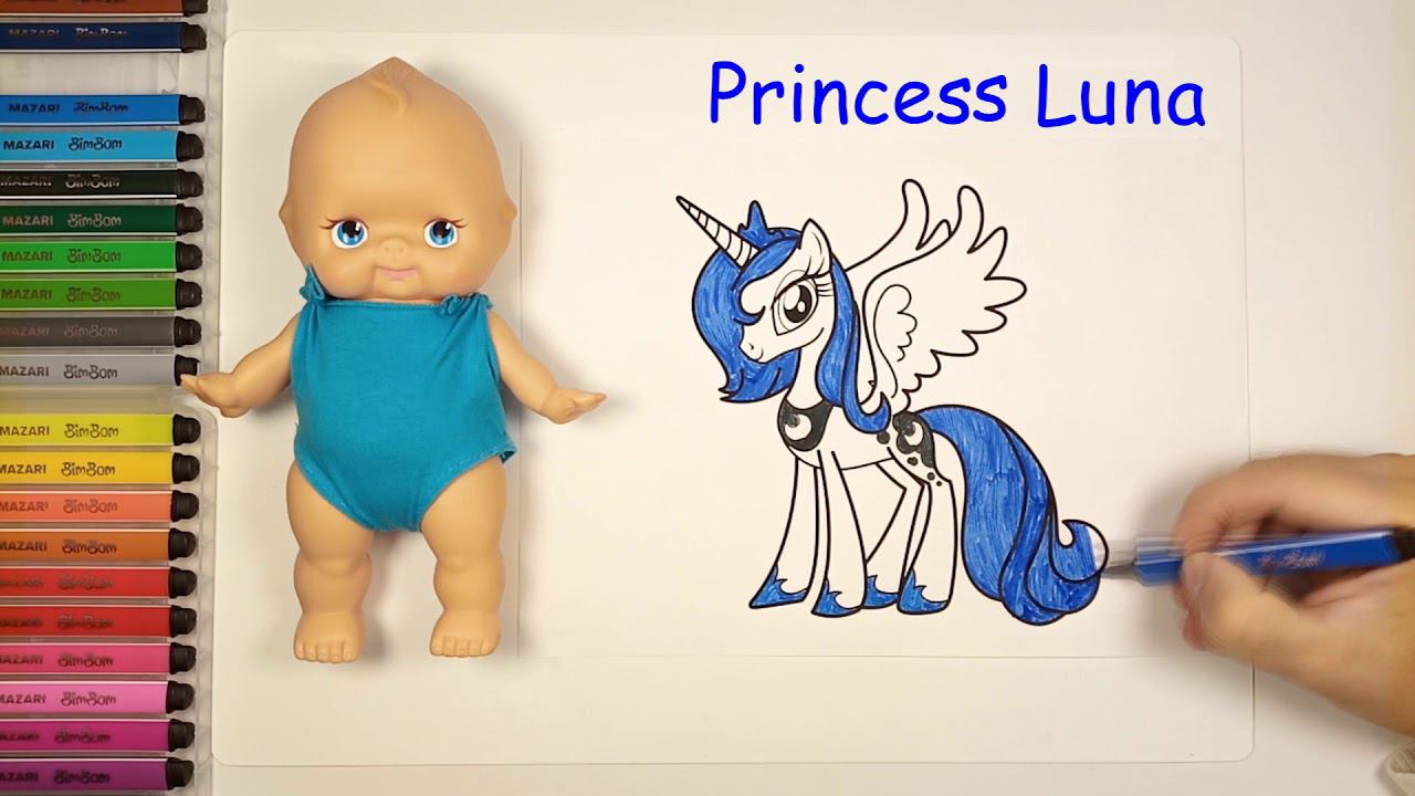My Little Pony Coloring Book Page Princess Luna смотреть онлайн