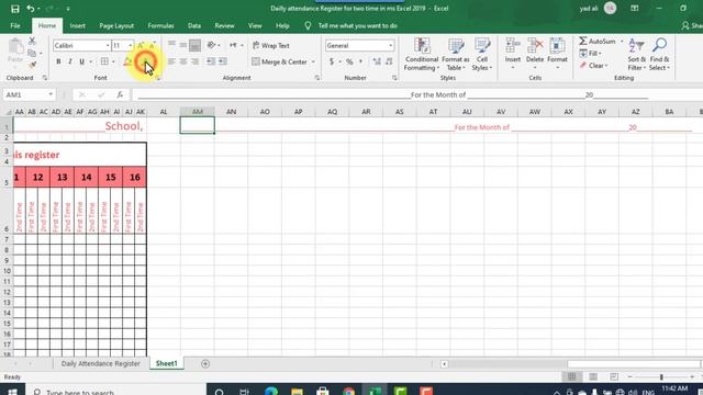 How to make daily attendance Register for two time in Ms excel 2019 | Daily attendance Sheet смотреть онлайн