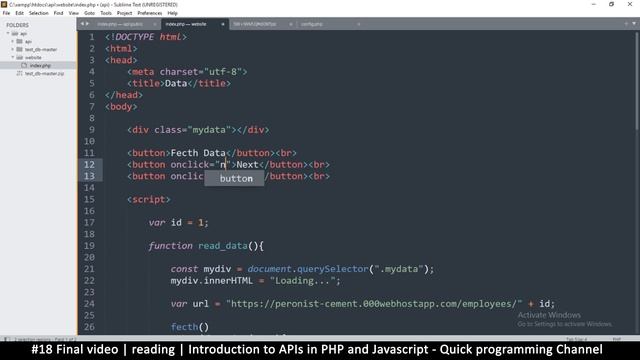 #18 Final video | Read data | Introduction to APIs in PHP & Javascript | Quick programming tutorial смотреть онлайн
