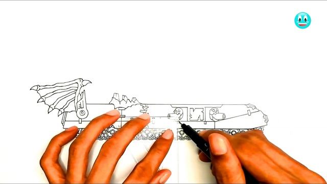 How To Draw Cartoon Tank Hybrid Black Leviathan Ratte | HomeAnimations - Cartoons About Tanks
