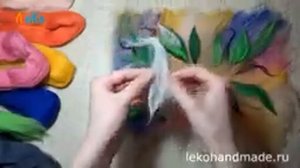 Картина шерстью/ Как нарисовать лилии/ Шерстяная акварель