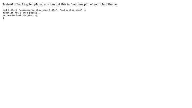 Wordpress: Woocommerce: How to remove page-title at the home/shop page but not category pages смотреть онлайн