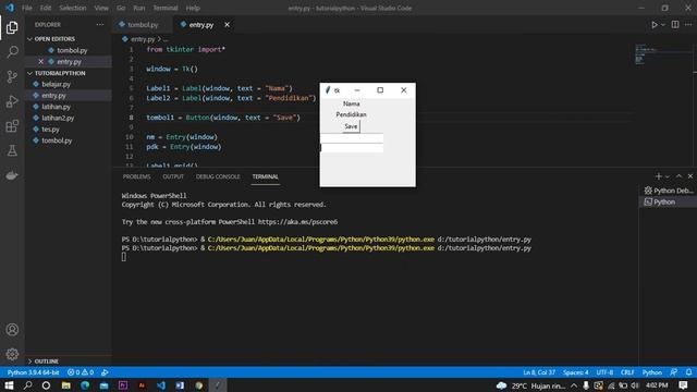 Tutorial GUI Python : Tkinter Entry смотреть онлайн