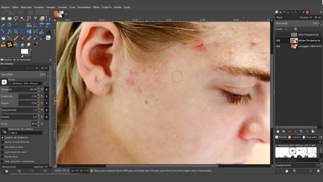 Tratamento de Pele com Separação de Frequência no Gimp 2.10.12 смотреть онлайн