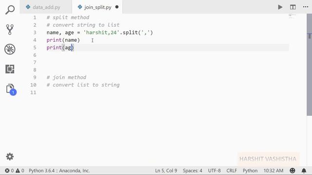 join and split method : Python tutorial 89 смотреть онлайн