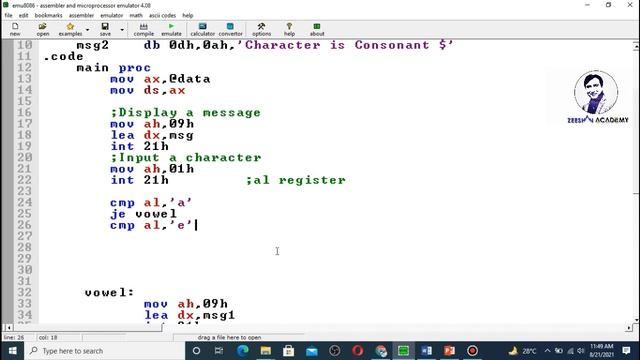 Assembly Language Program to check whether a Character is Vowel or Consonant Urdu/Hindi| Very Easy смотреть онлайн