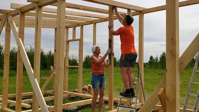 Стропильная система односкатной крыши. Боковые стены мастерской. Часть 3 смотреть онлайн