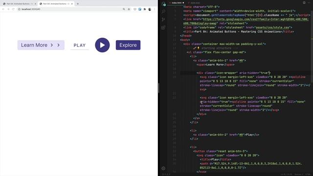 Part 04: Animated Buttons (Effect 1) - Mastering CSS Animations смотреть онлайн