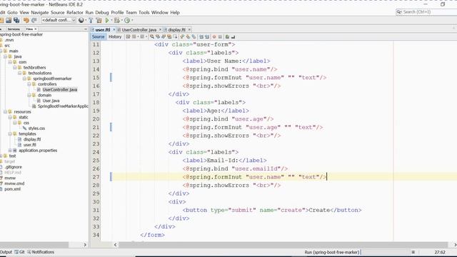 Spring Boot - Free Marker Input Tag смотреть онлайн