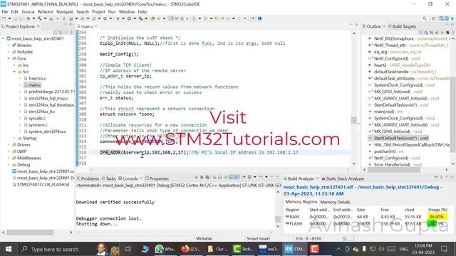 Simple TCP Client Application using lwIP on STM32 смотреть онлайн