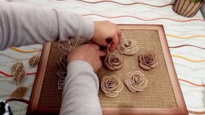 Настенное панно  из мешковины и джута.