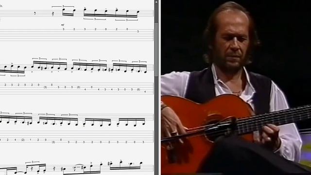 Paco de Lucia - Flamenco picado fingerstyle lick with The guitar trio (animated tab - Breakdown) смотреть онлайн