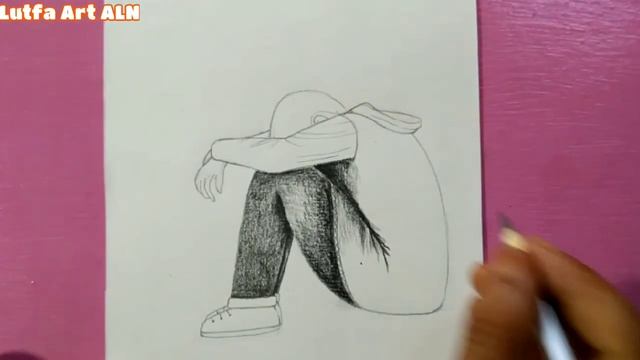 How to draw a sad boy/alone boy drawing by pencil sketch смотреть онлайн