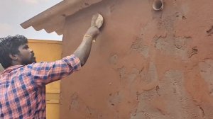 Удивительная штукатурка стен |  Аккуратная штукатурка снаружи кирпичной стены цементом |  штукатурк