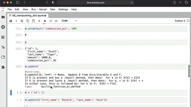 Programming Essentials Python - Overview of Collections - Manipulating dict смотреть онлайн