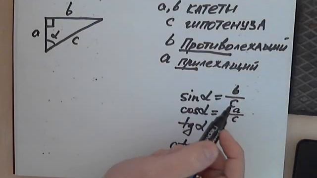 Катет, гипотенуза, синус, косинус