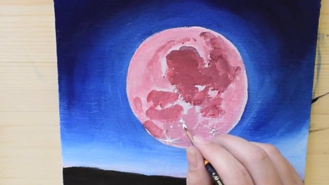 Easy Acrylic Pink Moon Painting For Beginners | Moonlit Landscape смотреть онлайн