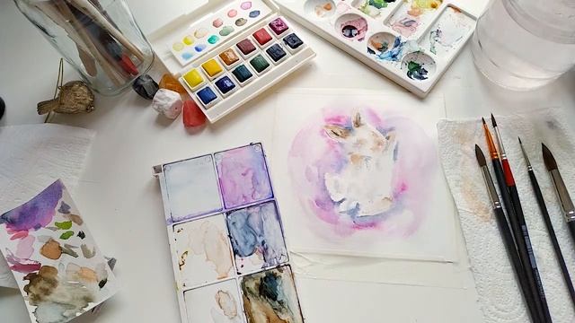 Cute watercolor Bunny Illustration Speed paint process | Акварельный кролик - уроки рисования смотреть онлайн