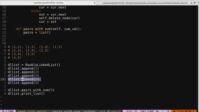 Data Structures in Python: Doubly Linked Lists -- Pairs with Sum смотреть онлайн