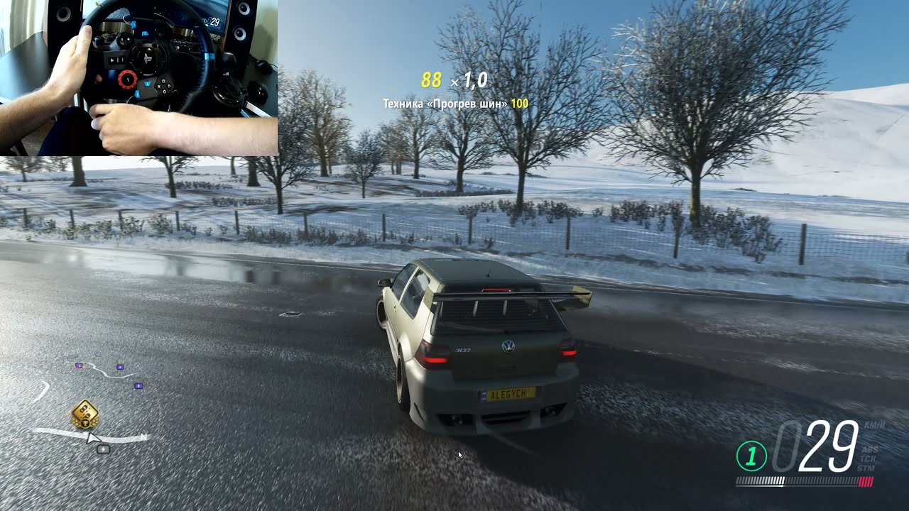 Volkswagen Golf R32 2003 года в Forza Horizon 4. Logitech g29. Зимние покатушки смотреть онлайн