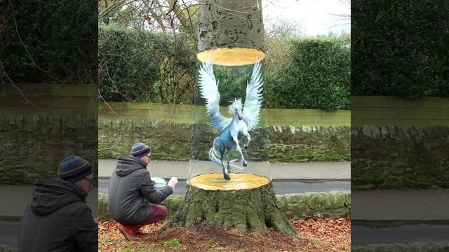Easy 3D Flying Horse/Pegasus in Tree Illusion Art смотреть онлайн