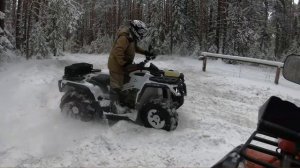 На квадроцикле зимой. Покатушки по глубокому снегу
