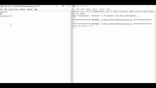 Python program to compute the area of the circle[basic-3] смотреть онлайн