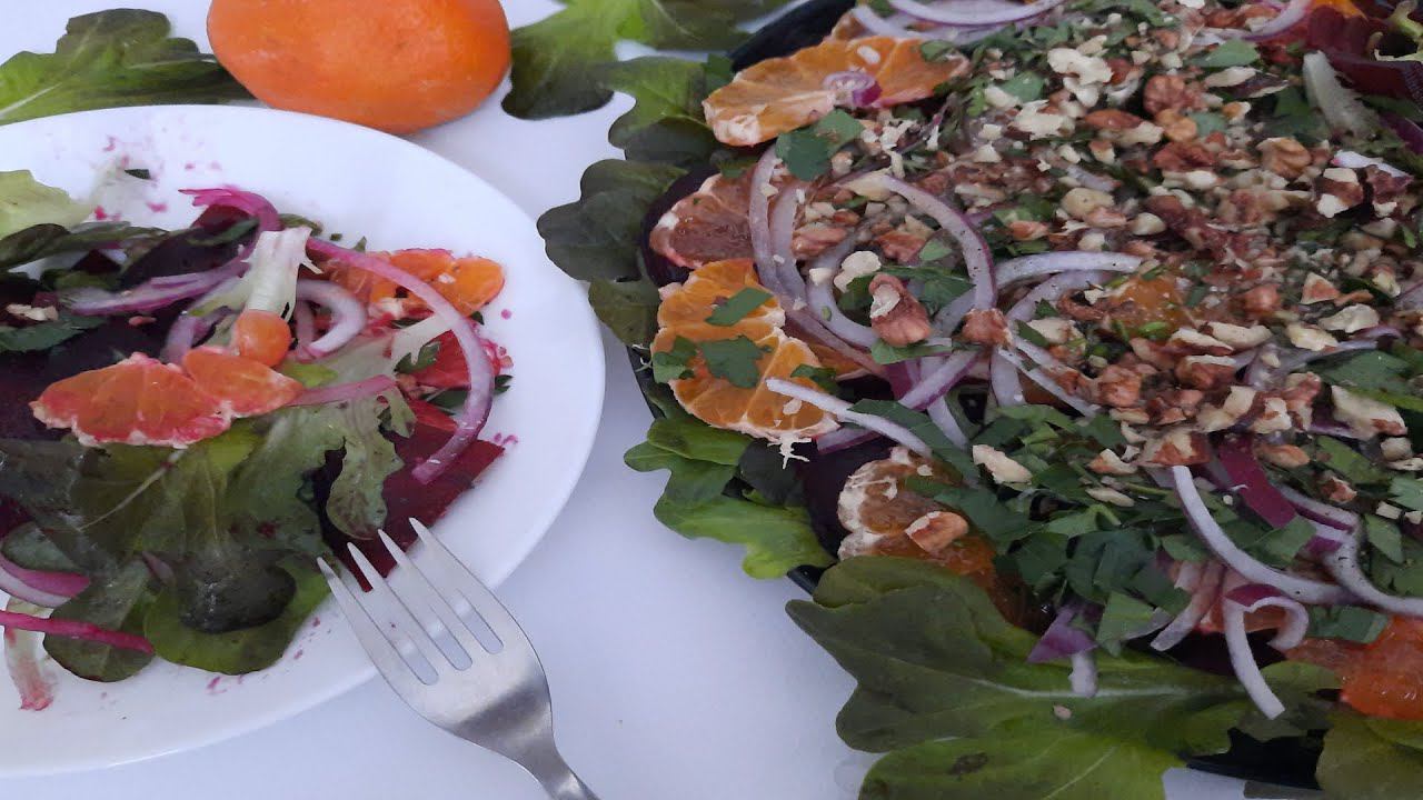 ВРЕМЯ легкого САЛАТА ИЗ СВЕКЛЫ И МАНДАРИНОВ. Без майонеза. смотреть онлайн