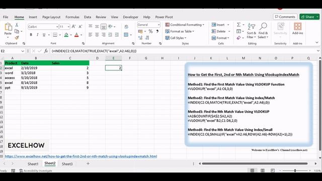 How to Get the First, 2nd or Nth Match Using VlookupIndexMatch смотреть онлайн