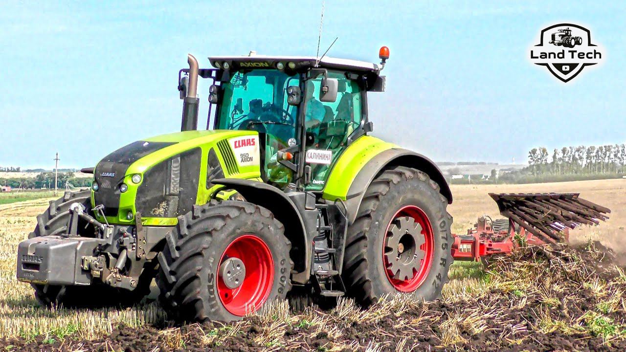 Трактор CLAAS AXION 950 пашет зябь плугом GREGOIRE BESSON SPB9. Отзыв тракториста! смотреть онлайн