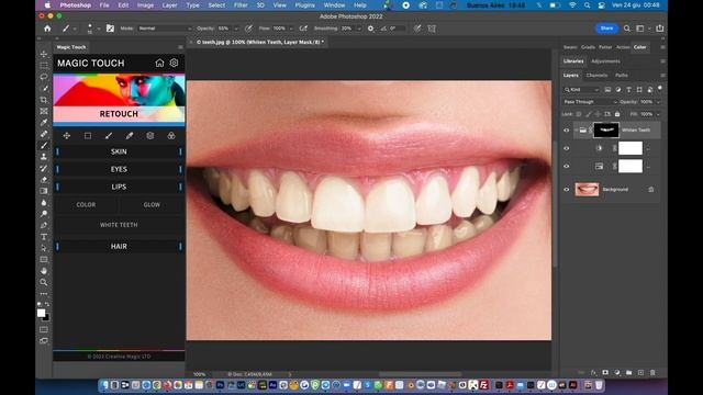 How to whiten teeth with Photoshop using the Magic Touch Panel смотреть онлайн