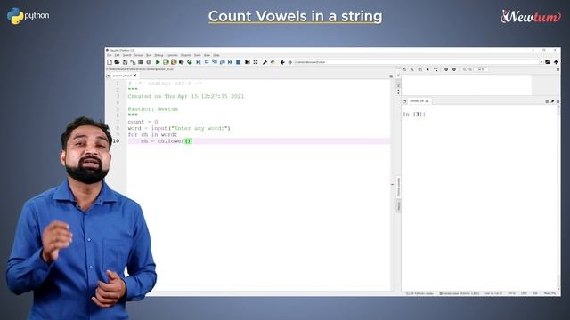 Count Vowels in a String Python | Python Practice 20 | Newtum Solutions смотреть онлайн