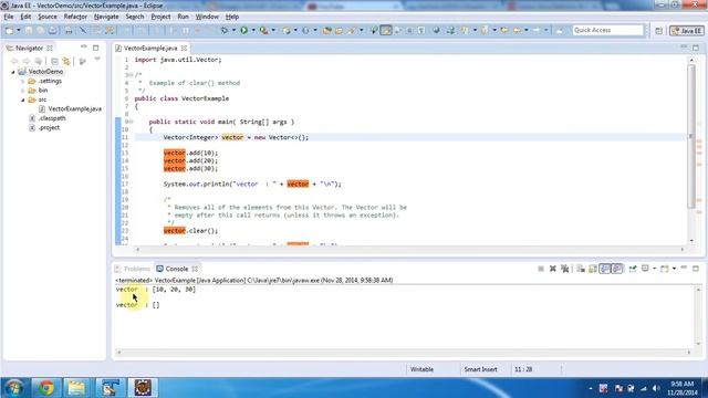 How to clear all elements from the vector? | Java Collection Framework смотреть онлайн