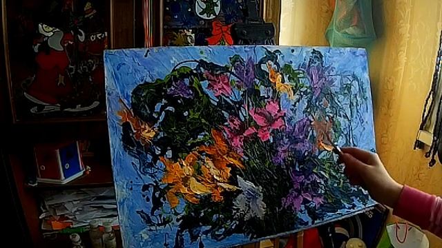 Интуитивная живопись. Пишем цветы маслом. Купить картину. смотреть онлайн