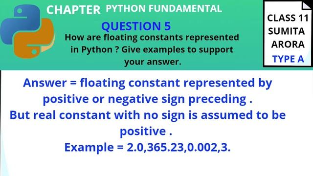 How are floating constants represented in Python ? Give examples to support your answer. смотреть онлайн