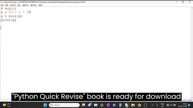 eval() in Python | Python For Absolute Beginner | Learn Coding With Debmalya | #python #beginners смотреть онлайн
