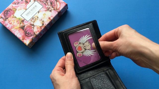❤ Маленький женский черный кожаный кошелек с хлястиком➡️СВ 8115-014 смотреть онлайн