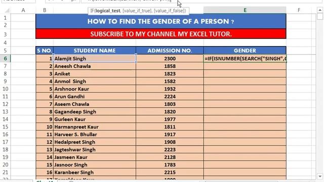 How to use excel function to check the gender from a name? II Excel Tip and trick II My Excel Tutor смотреть онлайн