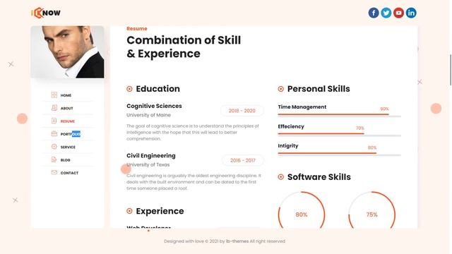 IKnow - Modern CV Resume Portfolio React Template creative portfolio onepage смотреть онлайн