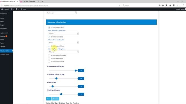 Halloween Season WordPress Plugin Settings - Falling Objects - Weather Effect Premium смотреть онлайн