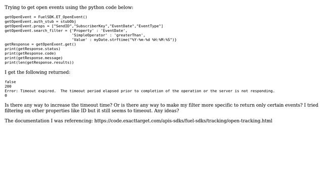 Salesforce: Timeout while retrieving email responses via python SDK смотреть онлайн