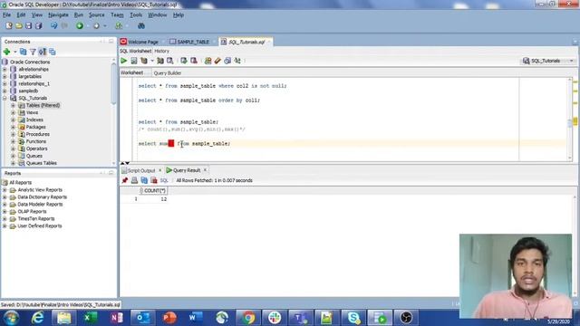 23.Aggregating Functions in SQL l Count l Max l Avg l Min l Sum l SQL l SQL Developer смотреть онлайн