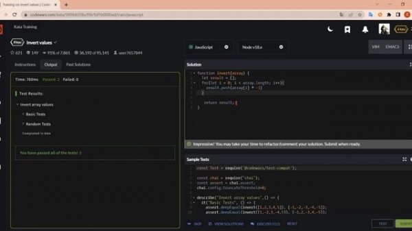 Codewars JavaScript 8kyu / Как решить задачу Invert values ?