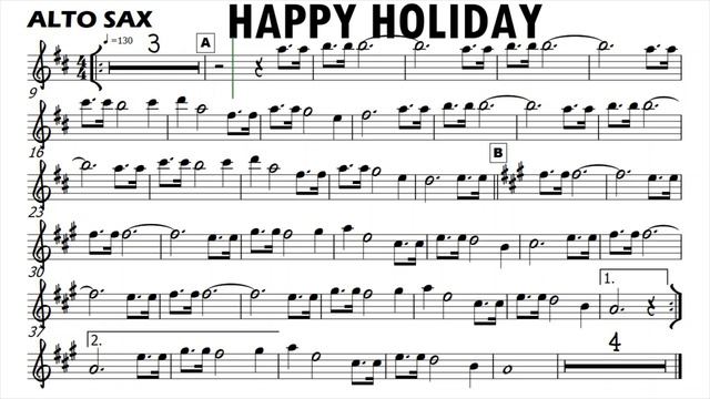 HAPPY HOLIDAY Alto Sax Sheet Music Backing Track Play Along Partitura смотреть онлайн